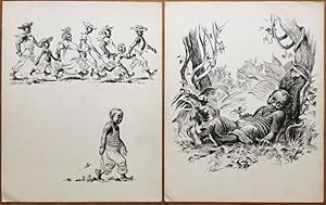 [ORIGINAL ART] [AFRICAN-AMERICANA] [CARTOONS] Two original drawings by cartoonist Robbie Robison