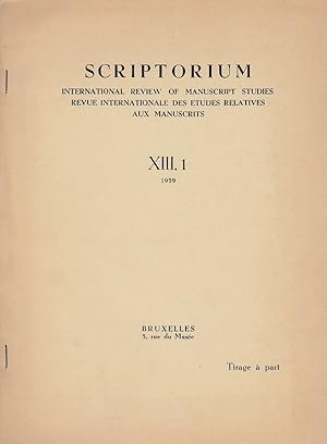 Bild des Verkufers fr L'origine gyptienne (?) de l'iconographie des cervids dans le Paris B.N. Grec 134. (Scriptorium, International Review of Manuscript Studies / Revue internationale des tudes relatives aux manuscrits). zum Verkauf von Librarium of The Hague