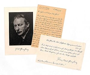 Imagen del vendedor de Eigenh. Postkarte mit U. und eigenh. Albumblatt mit U. a la venta por Eberhard Kstler Autographen&Bcher oHG