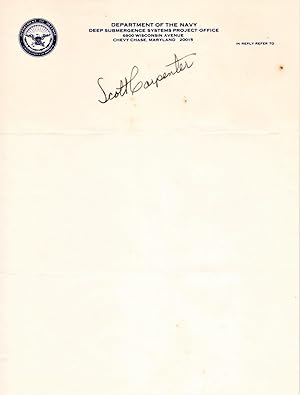 STATIONERY SIGNED BY NASA ASTRONAUT SCOTT CARPENTER