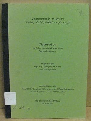 Seller image for Untersuchungen im System CaSO3-CaSO4-3CaO*Al2O3-H2O. for sale by Nicoline Thieme