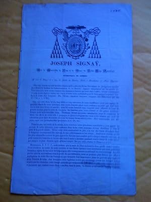 Mandement de Joseph Signay, évêque de Québec, du 10 novembre 1849, sur le transfert de l'administ...