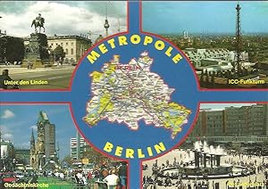 AK - Deutschland - Berlin - Metropole Berlin; 4 Mini-Farbfotos