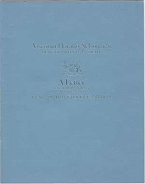 Bild des Verkufers fr Viscount Horatio Nelson, K. B. Duke of Bronte in Sicily: a Letter Dated 10 May 1805 Written to Rear Admiral George Campbell (Signed) zum Verkauf von Purpora Books