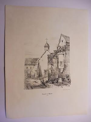 Original-Lithographie (s/w) aus "Souvenirs de Neris et de ses environs" * : Chapelle de l`hopital...