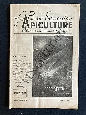 LA REVUE FRANCAISE D'APICULTURE-N°83-NOVEMBRE 1952
