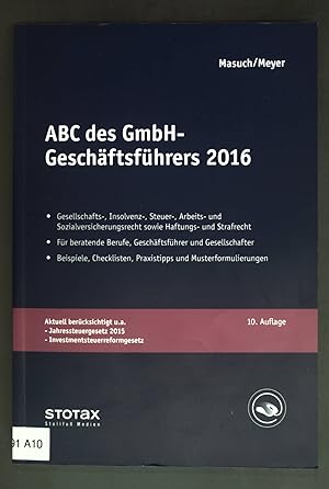 Bild des Verkufers fr Jahressteuergesetz 2015 - in: ABC des GmbH-Geschftsfhrers 2016 zum Verkauf von books4less (Versandantiquariat Petra Gros GmbH & Co. KG)