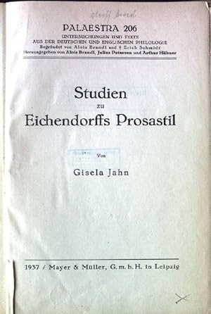 Bild des Verkufers fr Studien zu Eichendorffs Prosastil Palaestra 206 zum Verkauf von books4less (Versandantiquariat Petra Gros GmbH & Co. KG)