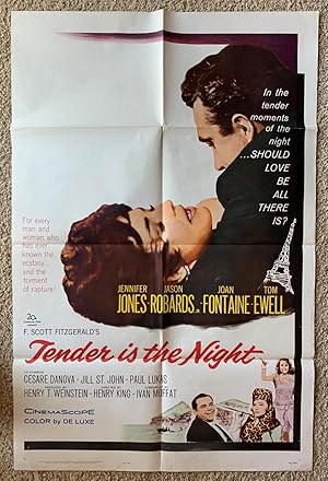 [Movie Poster] Tender is the Night. Starring Jennifer Jones, Jason Robards, Joan Fontaine, Tom Ew...