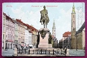 Ansichtskarte AK Görlitz. Obermarkt mit Kaiserdenkmal
