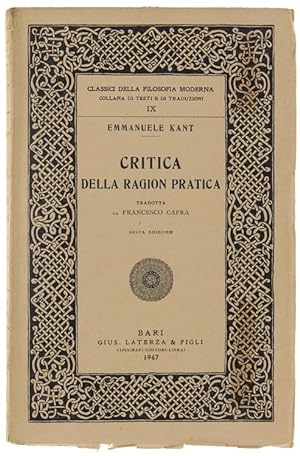 Seller image for CRITICA DELLA RAGION PRATICA.: for sale by Bergoglio Libri d'Epoca