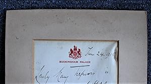 A Hand Written Letter on Buckingham Palace Letterhead Dated June 24, 1915 Commanding a Lady to Pa...