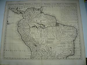 Carte de la Terre Ferme du Perou, du Bresil, et du Pays des Amazones, anno 1719, by Chatelain Hen...