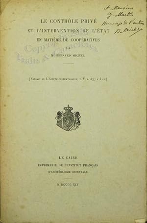 Le contrôle privé et l'intervention de l'état en matière de coopératives.