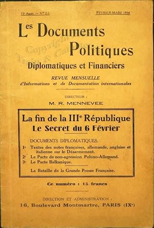 Les documents politiques diplomatiques et financiers.