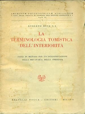 Seller image for La terminologia tomistica dell'interiorita' for sale by Miliardi di Parole