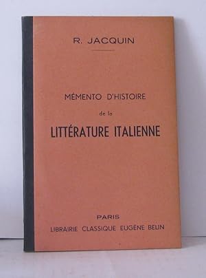 Image du vendeur pour Mmento d'histoire de la littrature italienne mis en vente par Librairie Albert-Etienne