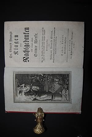 Immagine del venditore per Klagen oder Nachtgedanken nebst einigen andern seiner Werke. Aus dem Englischen ins Deutsche �bersetzt. hrsg. von Johann Arnold Ebert. Verbesserte Auflage. 3 Teile in 2 B�nden. venduto da Antiquariat C. Dorothea M�ller