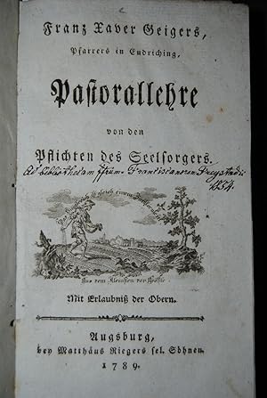 Bild des Verkufers fr Pastorallehre. Von den Pflichten des Seelsorgers. zum Verkauf von Antiquariat C. Dorothea Mller