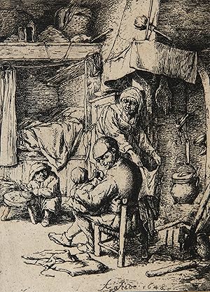 [Original etching/originele ets] Genre scene (Family in an interior)/Familie in interieur.