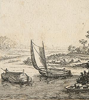 [Antique print, etching] Peasants working beside a river, published ca. 1670, 1 p.