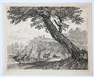 Antique print, etching | The two muleteers, published 1656, 1 p.