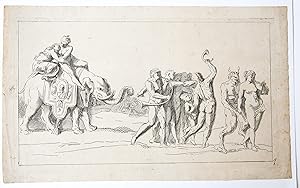 [Antique etching/ets] Procession with elephant/Processie met olifant.