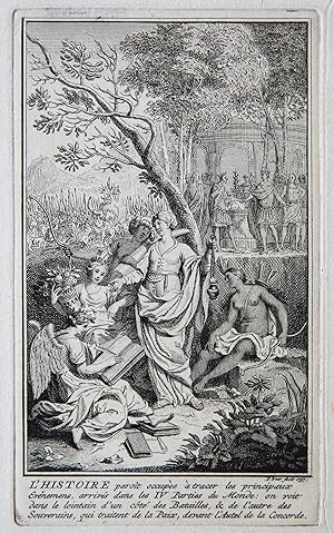 [Antique print, etching and engraving/ets en gravure] Allegory of History and the four parts of t...