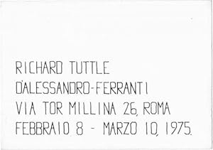 Richard Tuttle | D'Alessandro Ferranti, 1975