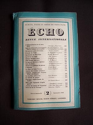 Image du vendeur pour Echo - Revue internationale - N2 Septembre 1946 mis en vente par Librairie Ancienne Zalc