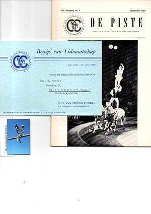De Piste. Orgaan van de Club van Circusvrienden. Beigelegt: Mitgliedskarte des Vereins [Bewijs va...