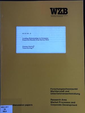 Bild des Verkufers fr Lending Relationships in Germany: Empirical Results from Survey Data FS-IV 98-6 zum Verkauf von books4less (Versandantiquariat Petra Gros GmbH & Co. KG)