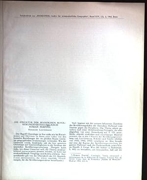 Imagen del vendedor de Die Struktur der Spanischen Bevlkerungsverteilung, nach Roman Perpina. Sonderdruck aus "Erdkunde, Archiv fr wissenschaftliche Geographie", Band XIV, Lfg.2 a la venta por books4less (Versandantiquariat Petra Gros GmbH & Co. KG)