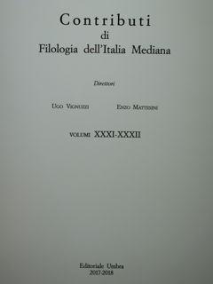 Immagine del venditore per Contributi di Filologia dell'Italia Mediana. Vol. XXXI-XXXII. 2017-2018. venduto da EDITORIALE UMBRA SAS