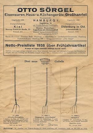 Netto-Preisliste 1938 über Frühjahrsartikel.