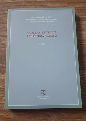 Imagen del vendedor de Quaderni Di Critica E Filologia Italiana 1 -2004 a la venta por Piazza del Libro