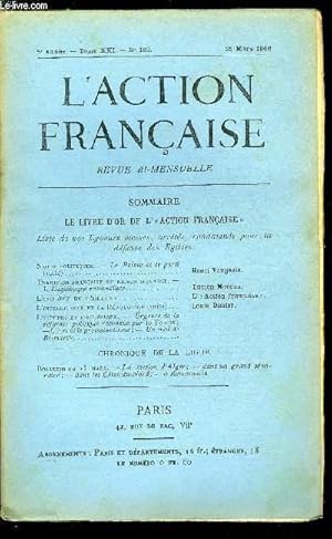 Imagen del vendedor de L'action franaise n 162 - Notes politiques - le prince et le parti (suite) par Henri Vaugeois, Tradition franaise et raison humaine - l'quivoque rationaliste par Lucien Moreau, L'incident du sillon, L'intelligence et la rvolution (suite) par Louis a la venta por Le-Livre