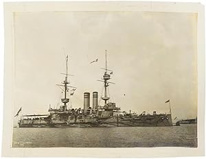 Large Original Photograph of H.M.S. Vengeance in Harbour, Returned from China, Taken Circa 1906.