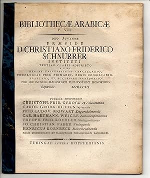 Bibliothecae Arabicae : P. VII.