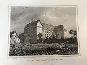 Kloster Breitenau an der Fulda. Orig.-Stahlstich von E.Willmann nach A. Wenderoth.