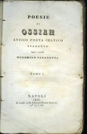 Bild des Verkufers fr Posie di Ossian, antico poeta celtico. Tome 1 zum Verkauf von Le-Livre