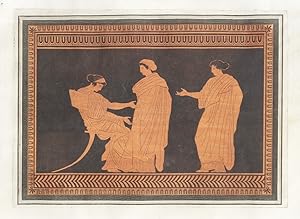 [Particolare di un vaso romano con tre figure in rosso su sfondo nero: Volumnia, Hersilia e Valer...