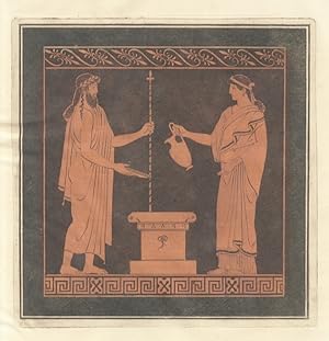 [Particolare da un vaso greco a figure rosse su sfondo nero: due figure maschili, una di fronte a...