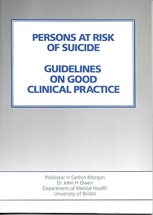 Imagen del vendedor de Persons at risk of suicide, guidelines on good clinical practice a la venta por Books and Bobs