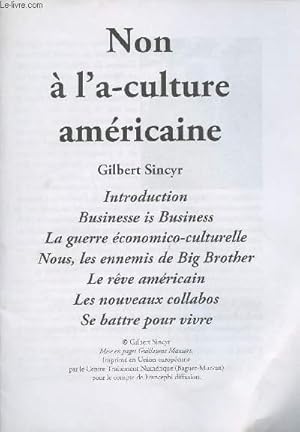 Immagine del venditore per Non  l'a-culture amricaine venduto da Le-Livre