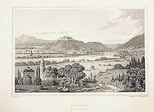 SALZBURG, Gesamtansicht, total view, Titel. Salzburg von Aigen aus. [aus: Lange: Original Ansicht...