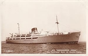MS Kronprinsesse Ingrid Ship At Harwich Harbour Real Photo Old Postcard
