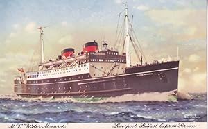 MV Ulster Monarch Ship Belfast Steamship Co Old Postcard