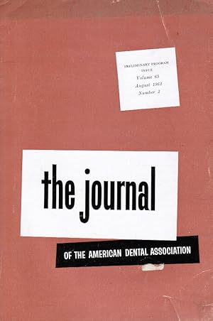 Imagen del vendedor de JADA: the Journal of the American Dental Association: August 1962 a la venta por Bookshop Baltimore