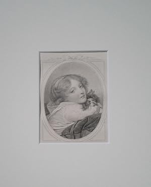 GREUZE : Petite Fille au Chien - (Gravue de M. Morse / 1870)